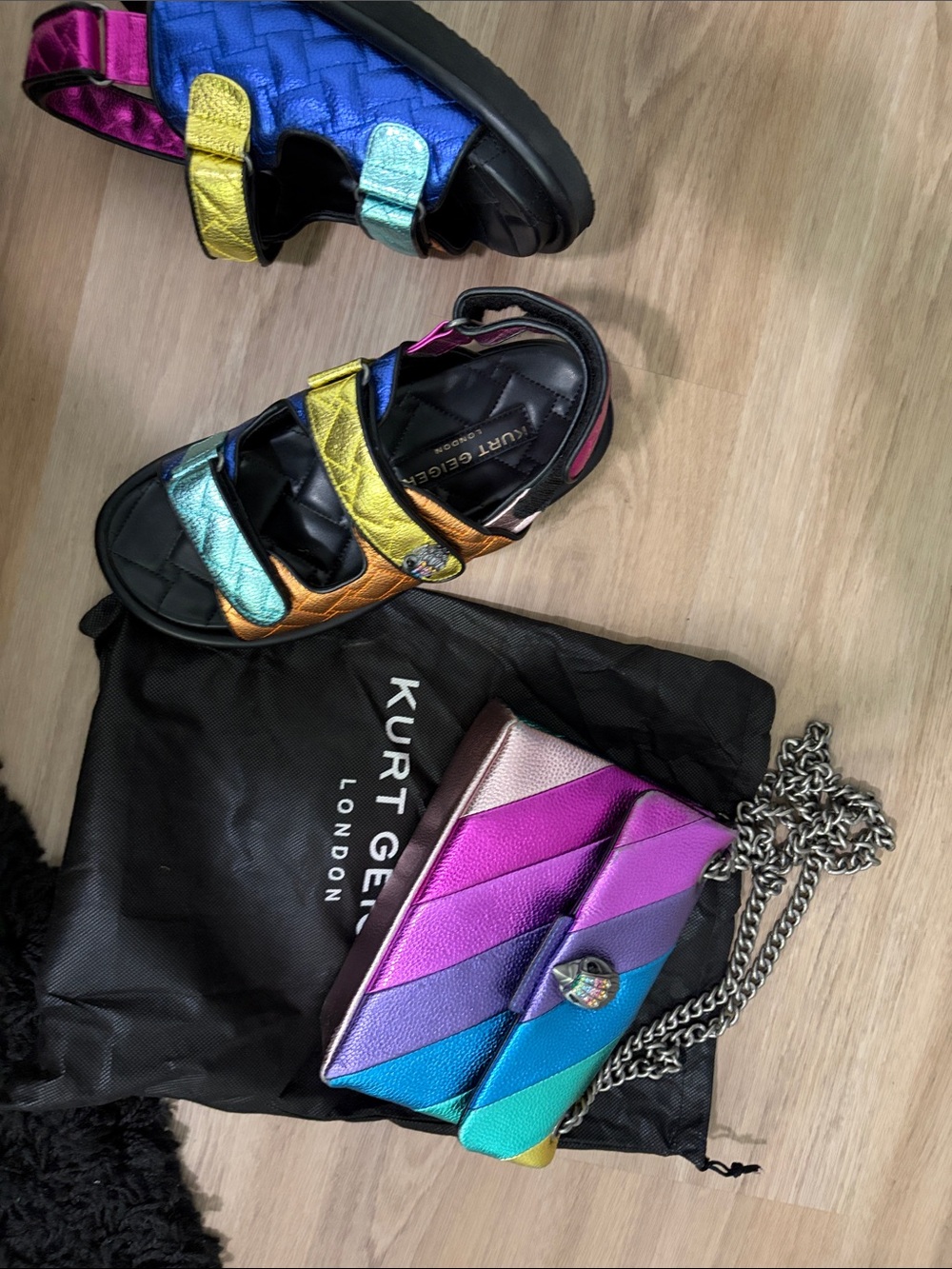Kurt Geiger Rainbow Metallic Leather Crossbody Bag
